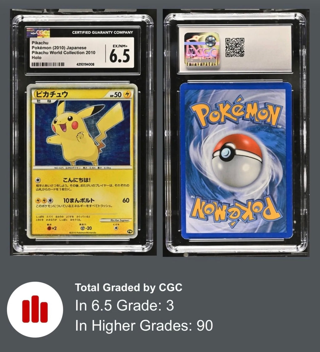 CGC 6.5 Japanese 2010 World Collection Holo Pikachu Promo- POP 3- With Holo Bleed